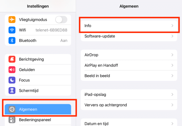 Instellingen openen en naar Algemeen gaan